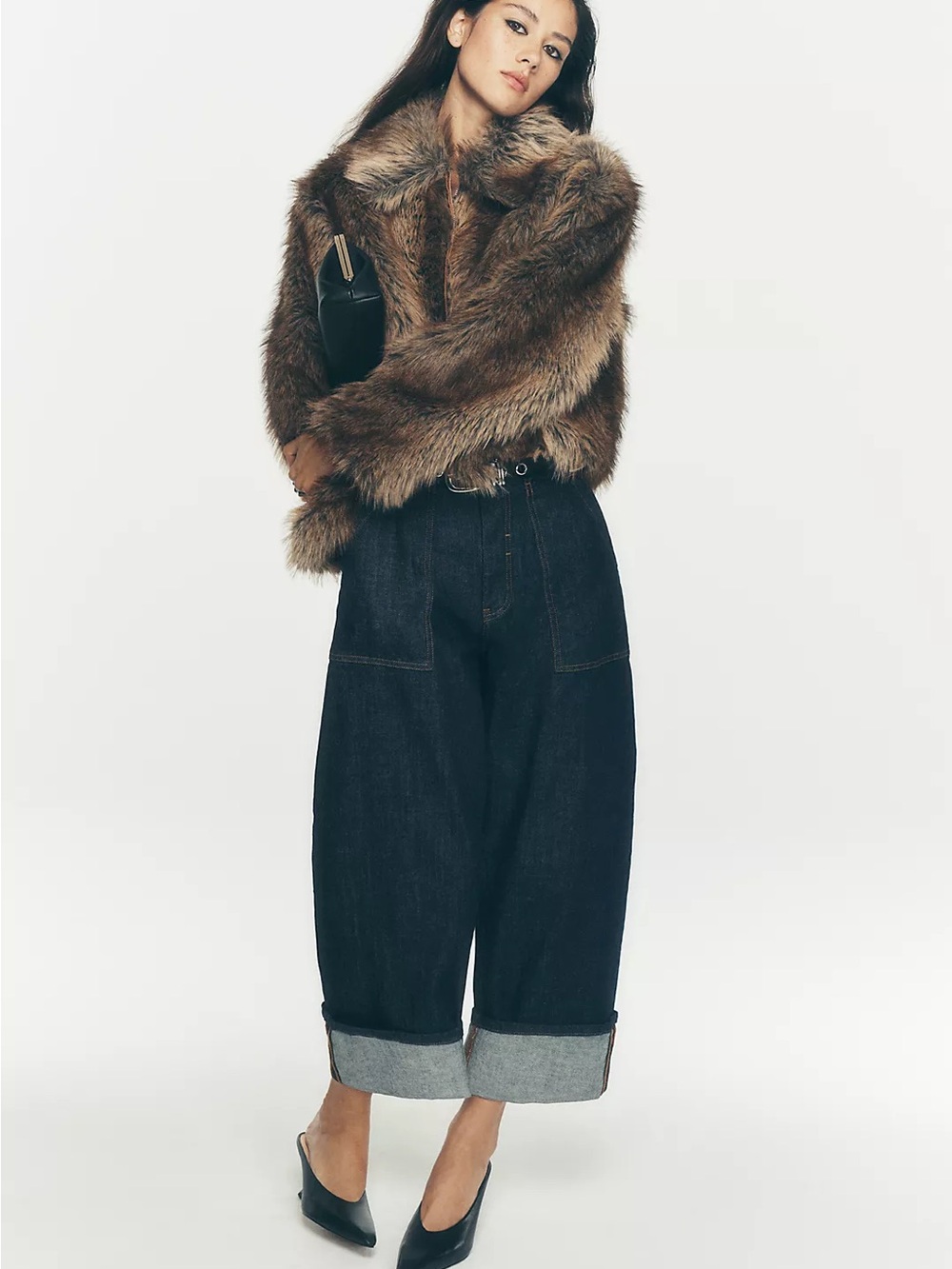 Anthropologie Maeve Rae Faux Fur Crop Plush Brown Teddy Jacket Front Zip-up NEW - Picture 4 of 10